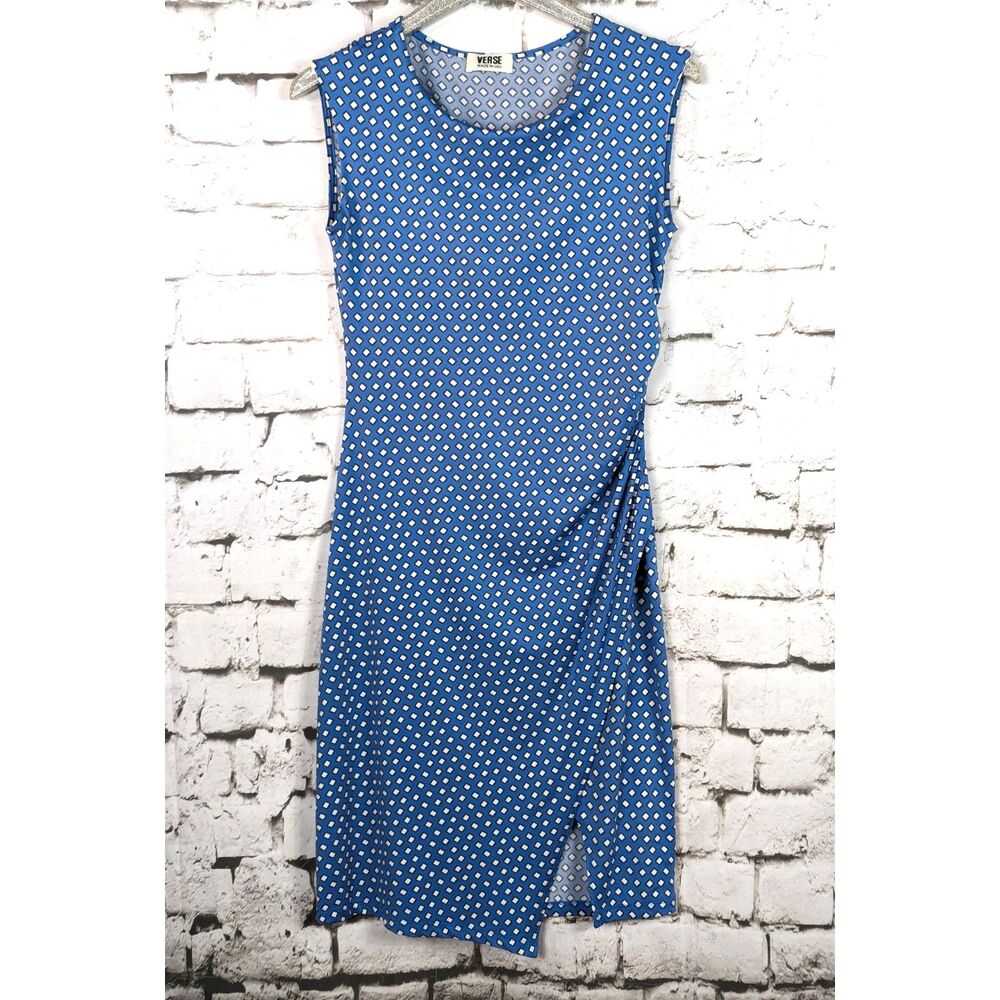 VERSE Saskia Jersey Knit Faux-Wrap Dress Stretch USA Career Office Casual Medium
